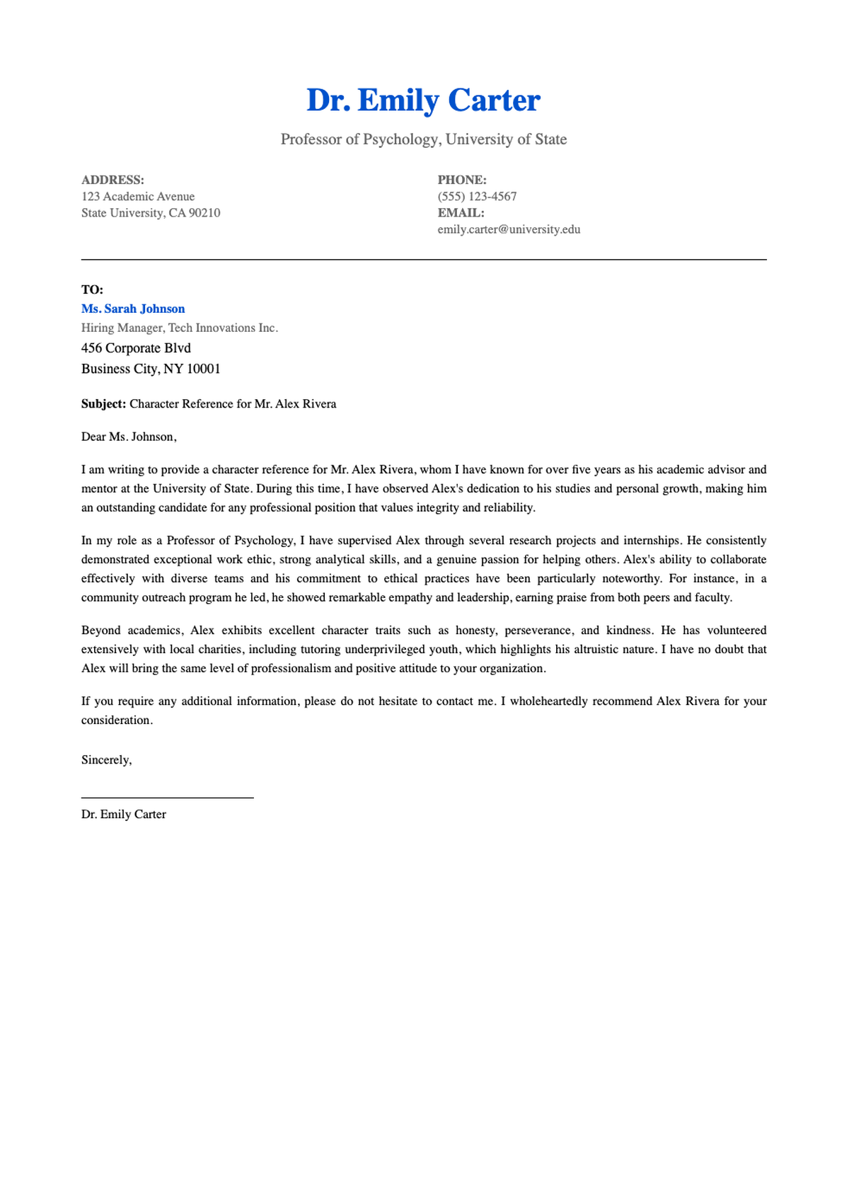 Professional character reference letter template with contact details and placeholder fields_variant_3